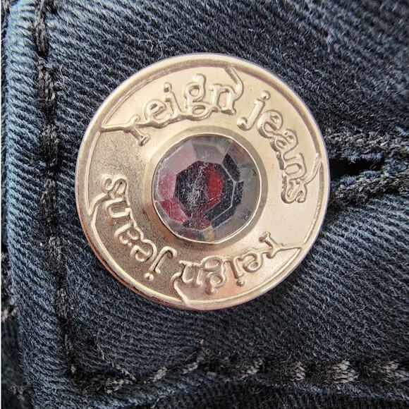 Reign Shorts Womens 20 Faded Black High Rise Cuffed Cut Off Stretch Denim Casual - Picture 2 of 11